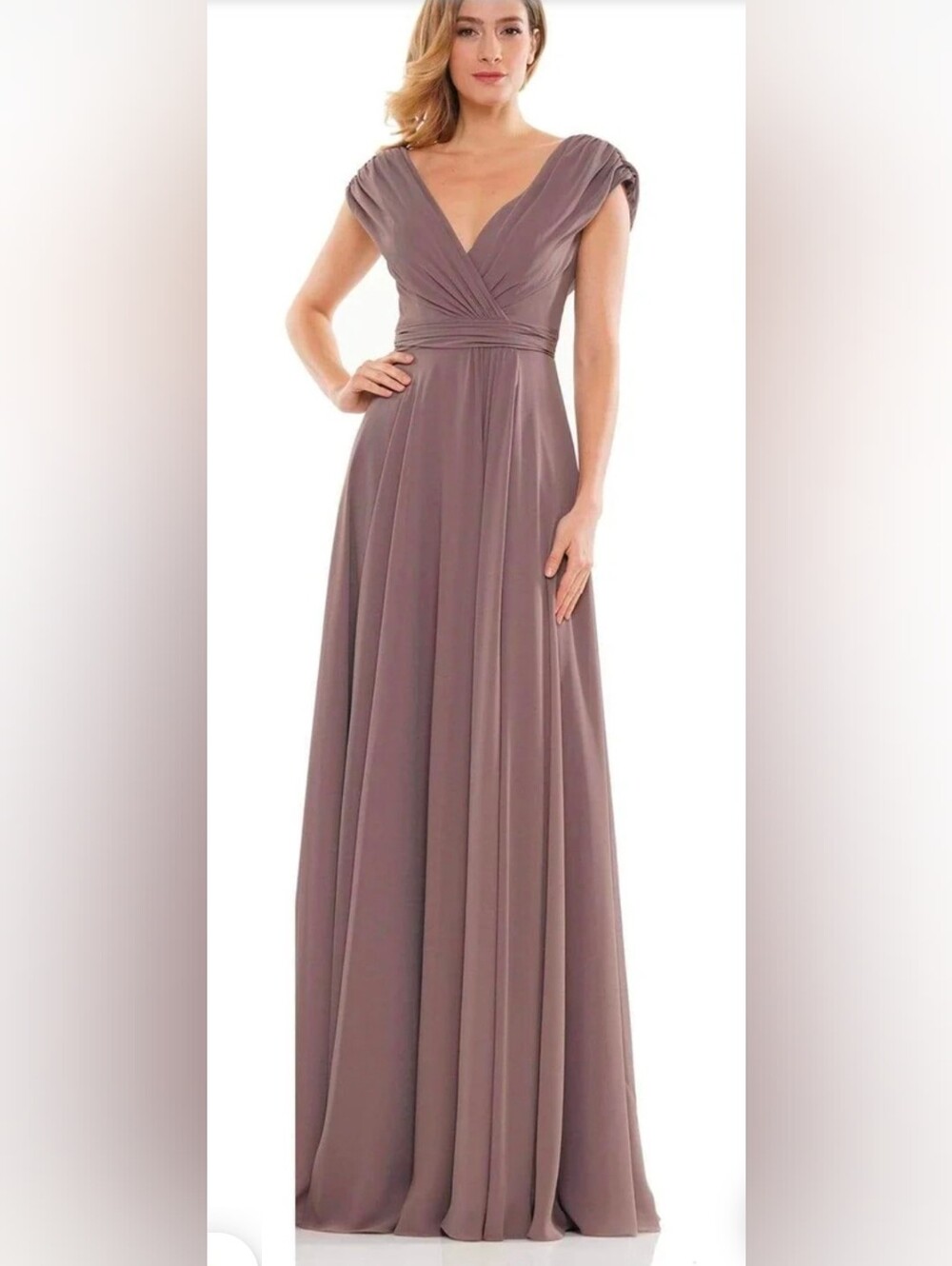Marsoni NWT Dark Taupe V-neck Chiffon Maxi Dress Size 10 #M251-921